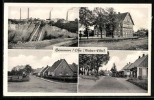 Ansichtskarte Hemmoor /Ofte, Portland-Zementfabrik, Schule, Straßenpartie 