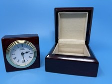 SELCO GENEVE Desk Clock Mahogany Wood Case Needs Battery