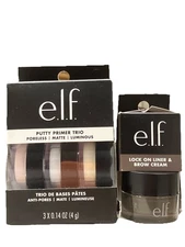 e.l.f. Putty Primer Trio & Lock On Liner Brow Cream In Medium Brown, New