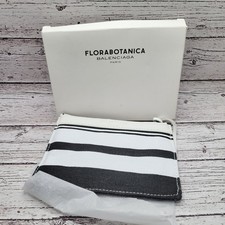 Bolso pequeño BALENCIAGA Florabotanica de lona a rayas con cremallera blanco negro nuevo