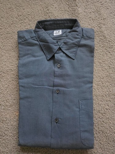 C.P. Company, Vintage CP Company Men's Long Sleeve Button Down Shirt Size 6 Blue Gray
