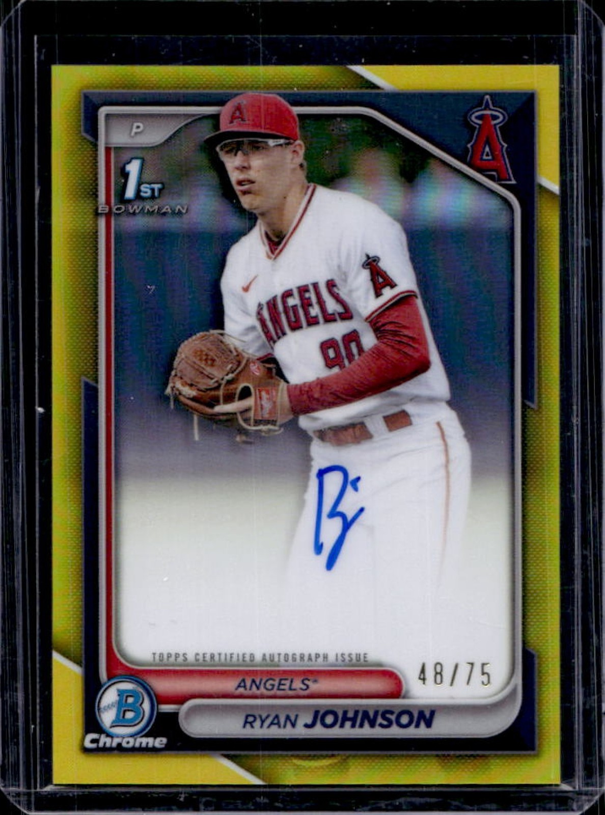 2024 Bowman Draft Ryan Johnson Chrome Auto Yellow Refractor 1st #48/75