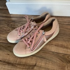 Hotter Women’s Trainers Chase Pale Pink Leather Size 6 Zip And Lace Up. U.K Made
