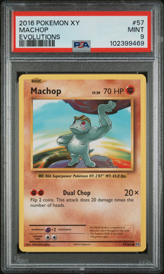 machop pokemon card 2016 2016 POKEMON XY EVOLUTIONS #57 MACHOP PSA 9