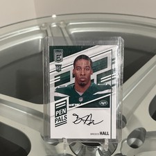 Panini Elite Pen Pals Rookie Autographed Breece Hall New York Jets NFL Card. rookie card picture