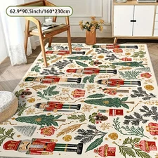 1pc Extra Large Nutcracker Mat - Vintage German-Inspired Floor Mat with Golden &