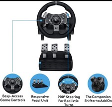 Logitech G29 Racing Steering Wheel with Black Pedals and Shifter Gear Stick Set
