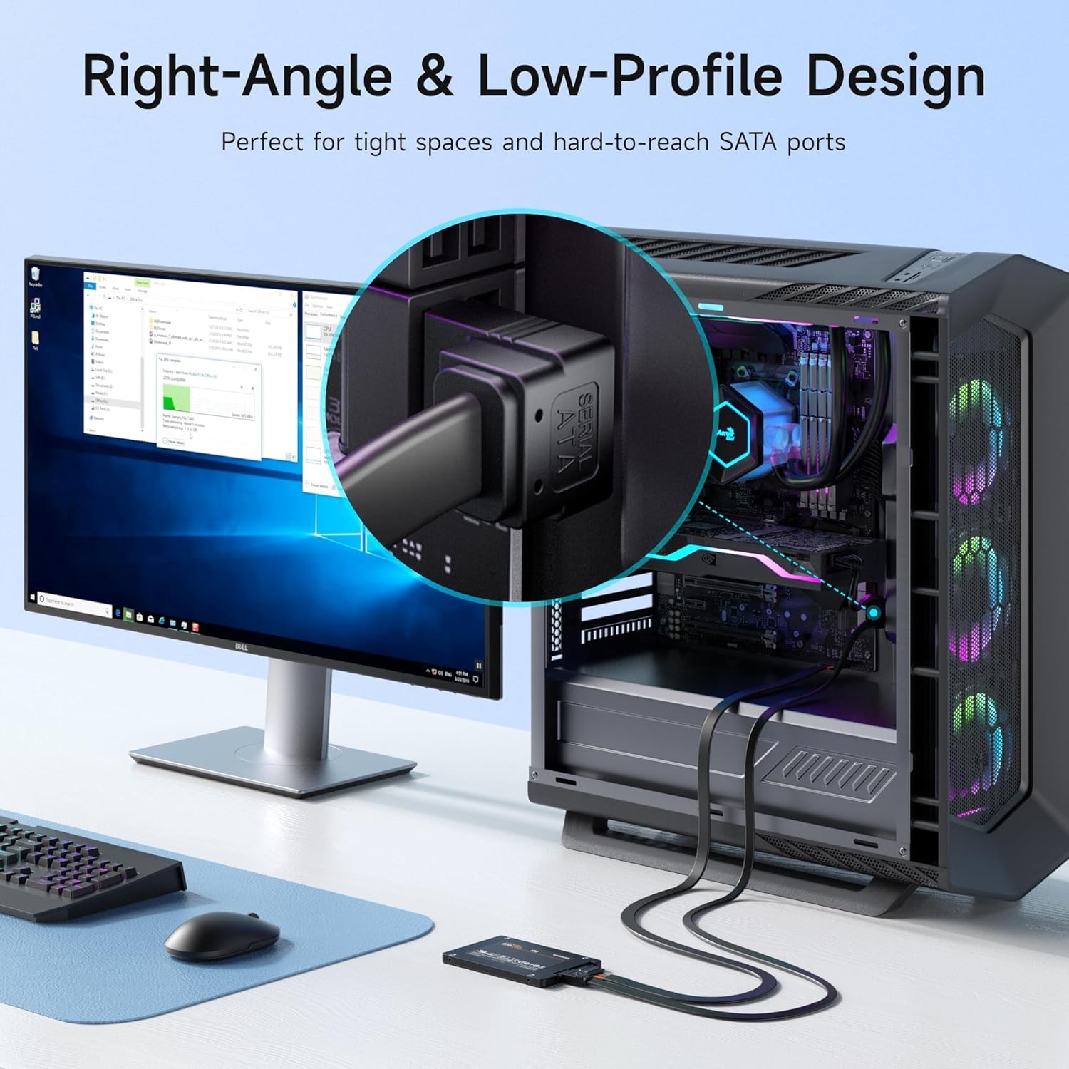 Cable Matters 3-Pack 18in SATA III 6Gbps Right Angle 90° Data Cables for SSD HDD