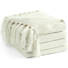 LONG CREATE Chenille Throw Blanket for Couch 50"X 50x60 inch, Ivory White