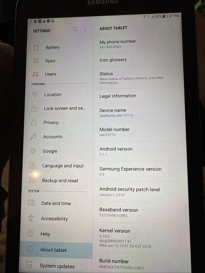 Samsung Galaxy Tab E SM-T377V 16GB 8.0" Wi-Fi Verizon Tablet. - Image 2 of 3