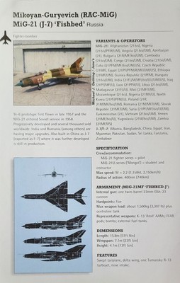 MiG-21 MiG 21 Fishbed Plane Picture Original Vtg Aircraft Article Info Sheet  