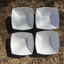 4 X Pausa Dinnerware White “LaSquare” Dinner / Pasta Bowls, approx 21cm Dia