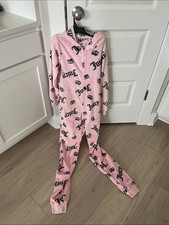 Juicy Couture Pink Plush Logo Pajama Lounge One-Piece Girls size 10/12