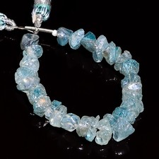 Coated Aquamarine Gemstone Uncut Shape Rough Beads 8X6 9X6 mm Strand 4" E-625