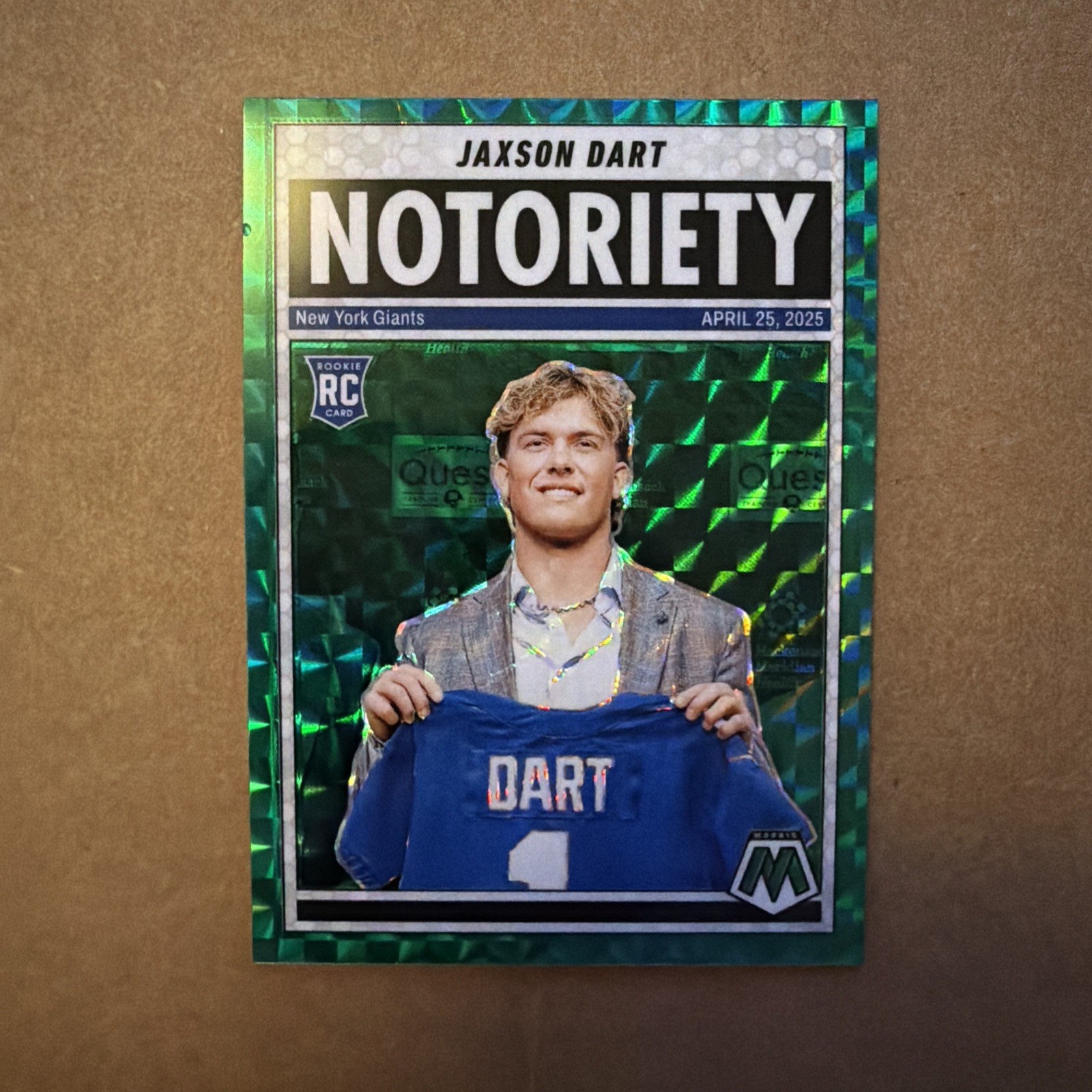 2025 Panini Mosaic - Notoriety Jaxson Dart #11 Green Mosaic Prizm (RC)