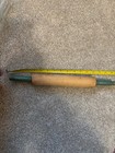 Vintage Wooden Rolling Pin Green handles aprox 15 1/2" 5 1/4" round 1  1/12 wide — photo 5