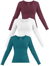 3 x Damen Langarmshirt Oberteil mit langen Ärmeln für Frauen (XS-XXL)