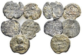 FITZ BYZANTINE EMPIRE LOT 5 X LEAD BAG SEAL SAINT BULLA PLOMB ØNON552