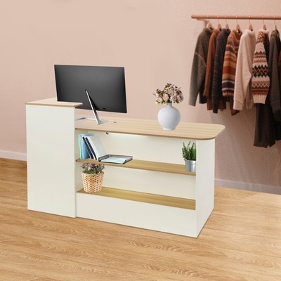 Computer Desk Reception Desk With A Lockable Drawer Storage For Home Office
