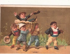 E Jaccard Jewelry Company St Louis MO Carrying Boy in Basket Vict Card c1880s