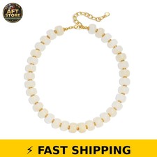 HolidayQbee Chunky Bead Necklace for Women - White Resin Jewelry