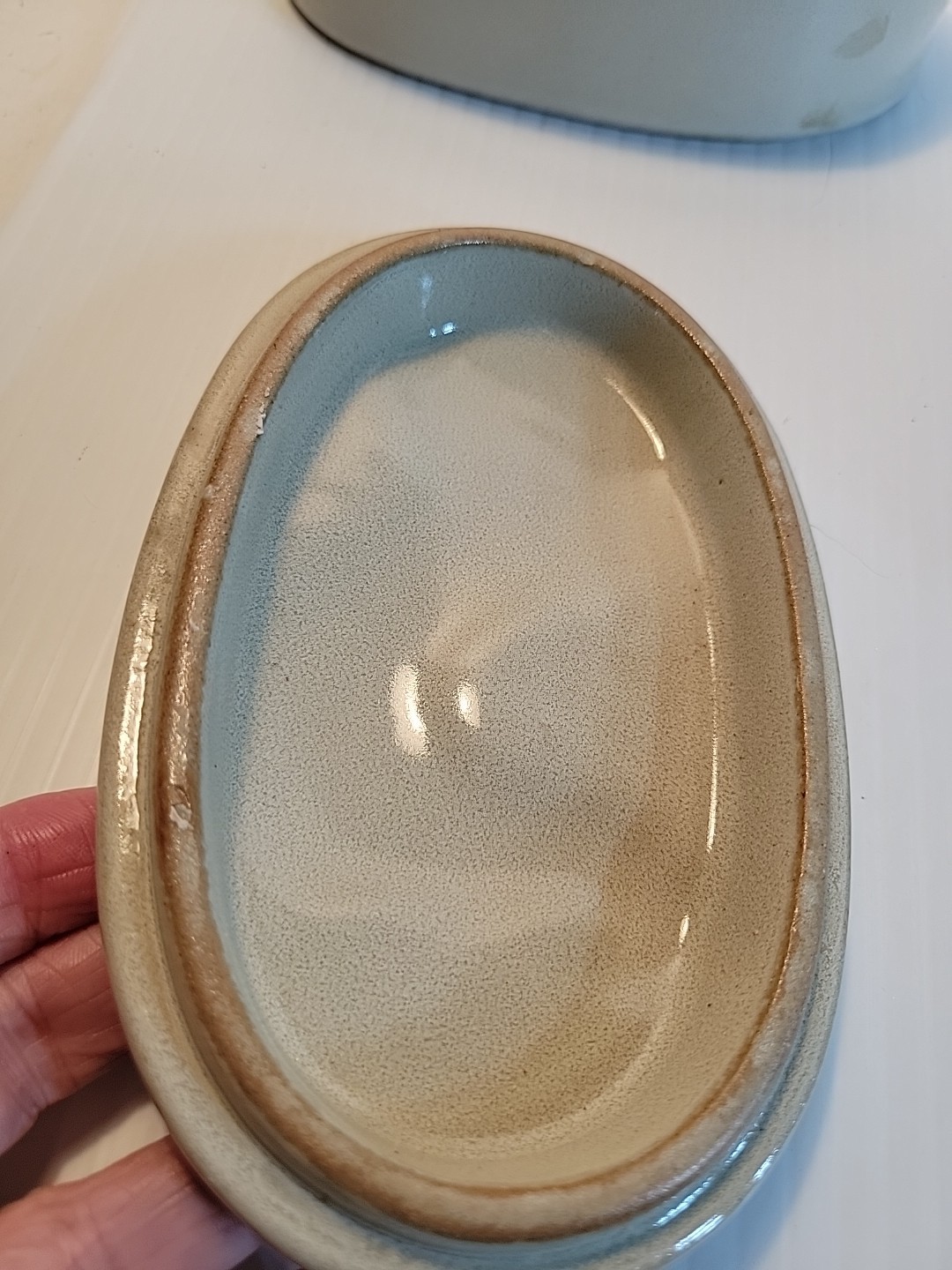  Prestige Place Rooster   Ceramic Box  Museum American Folk Art Blue Salt Glaze