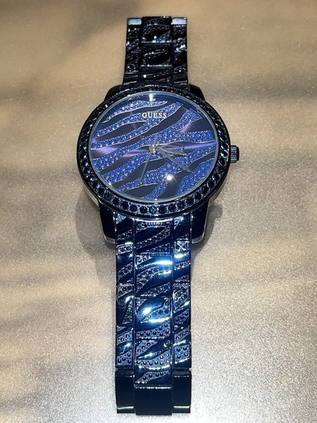Guess Blue Coral Design Gem-Set Bezel and Dial women's watch W0502L4