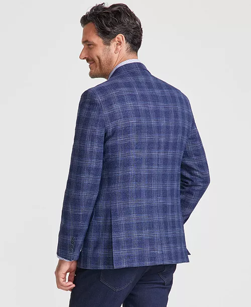 $295 Nautica Men's Modern Fit Stretch Blue Pattern Sport Coat 44 L