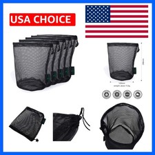 5pcs Nylon Mesh Drawstring Bag Sports Equipment Bag Outdoor L