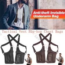 Adjustable Anti-Theft Underarm Shoulder Bag PU Leather Wallet Holster Bag