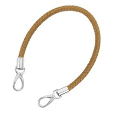 50cm Short Leather PU Braided Purse Replacement Handle - Dark Khaki, Silver
