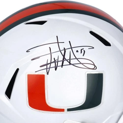Casco réplica velocidad Riddell firmado por Jonathan Vilma Miami Hurricanes Foto 2 de 2