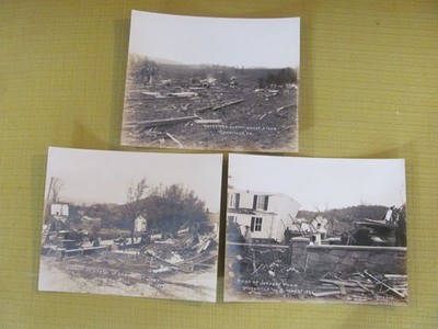 3 Antique Photographs  Storm Tornado Damage May 1929 Woodville, Va. Appalachia