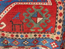 Auth: Antique Kazak Caucasian Rug Organic Wool Beauty Large 5x9 NR