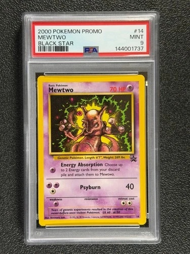 2000 Pokemon Promo #14 MEWTWO Black Star WOTC Common Base Set Pokemon Card PSA 9