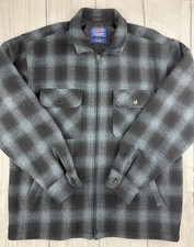 EUC Pendleton Plaid Wool Jacket Thinsulate Blue Black Sz Large