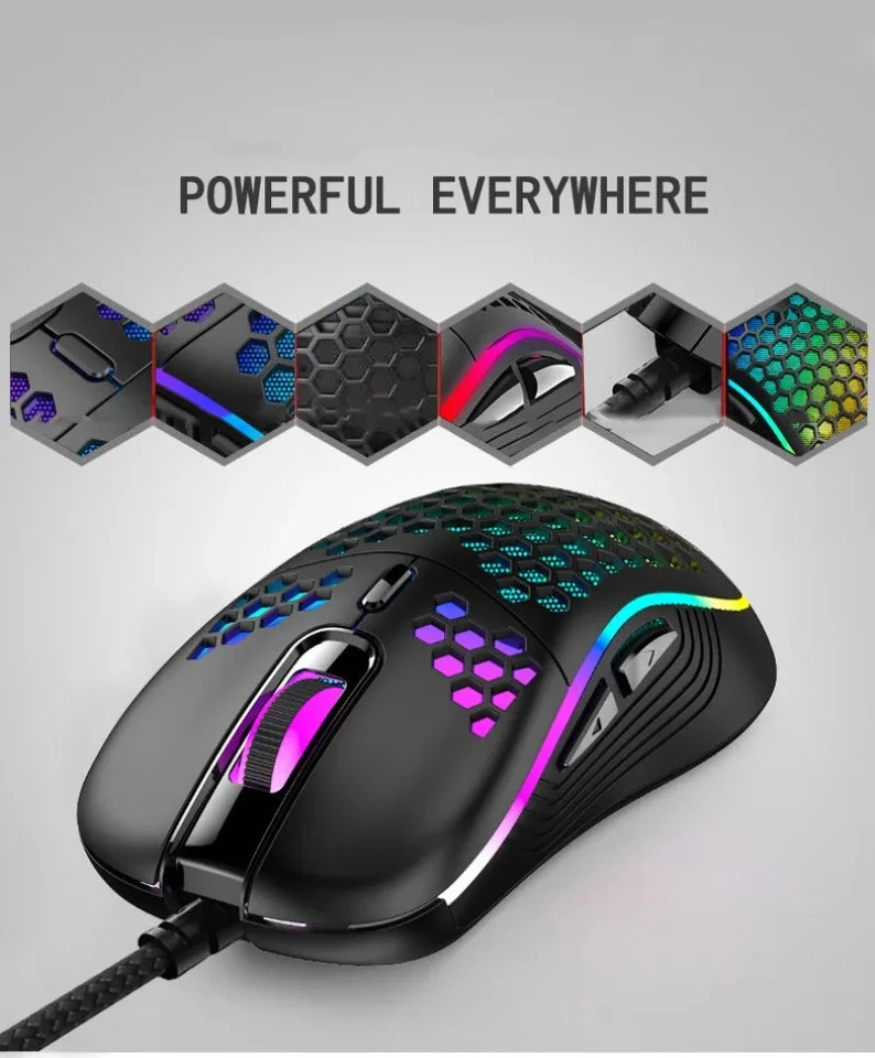 Optical Wired Gaming Mouse Laptop Keyboard Large Rainbow Colourful Lighting Fast - Image 2 of 3