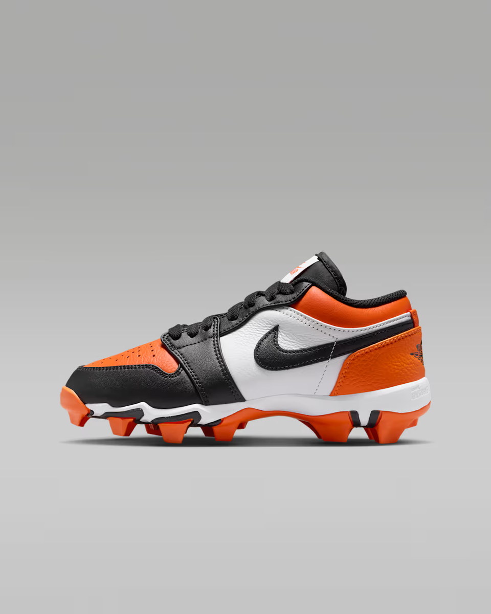 Jordan 1 Low Cleats Starfish White Black Little/Big Kids' (GS