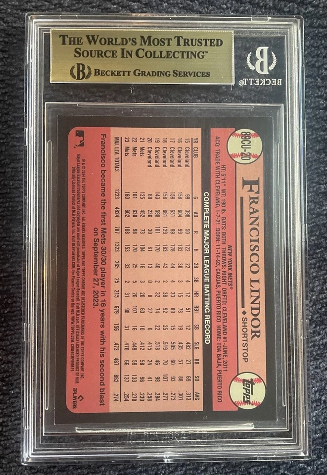 Francisco Lindor, 2024 Topps Chrome Update ’89 Topps Gold Refractor /50 BGS 9.5 Foto 2 de 2