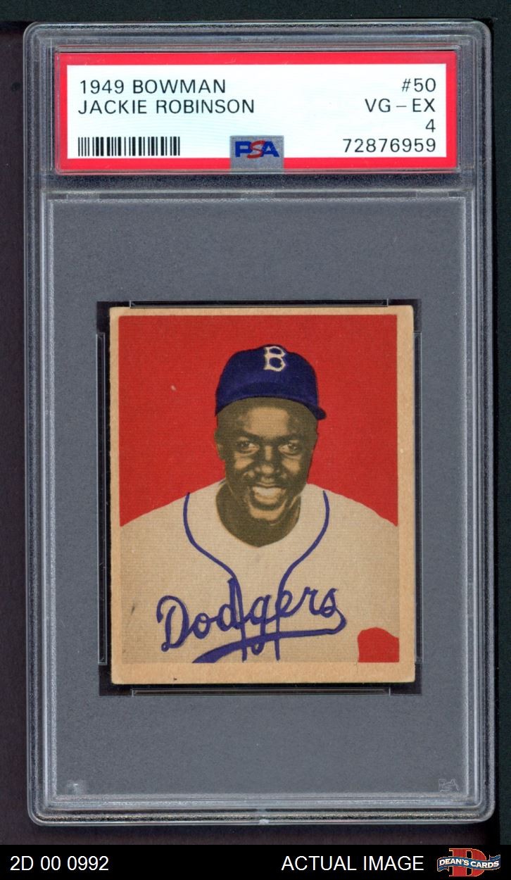 1949 Bowman #50 Jackie Robinson Dodgers RC HOF MVPw PSA 4 - VG/EX