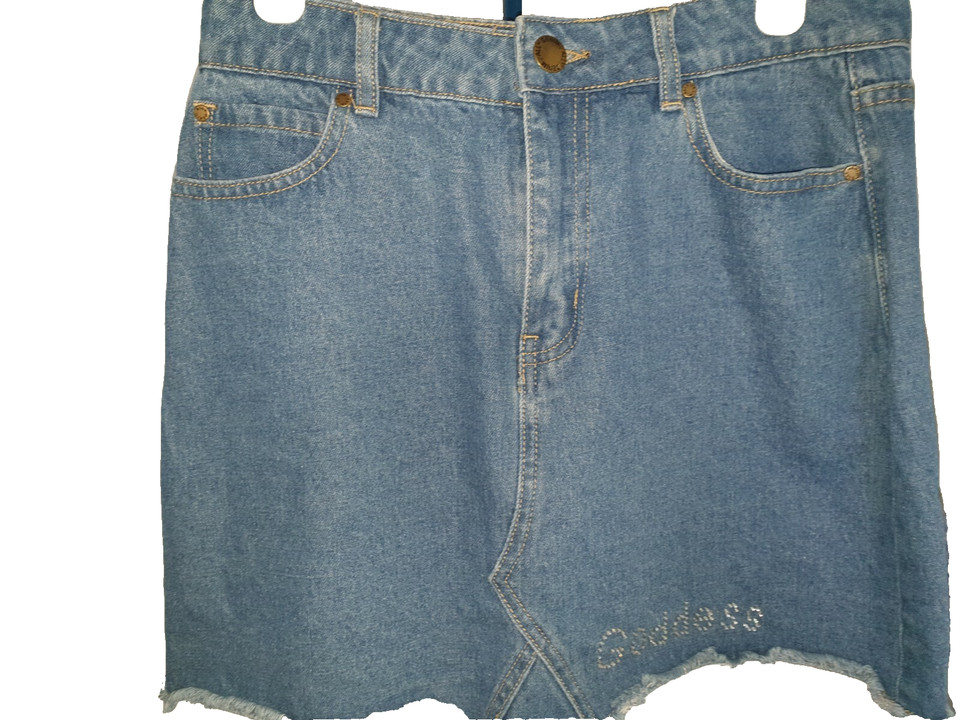 Ally Blue Denim Mini Skirt with Bling Goddess Size 10