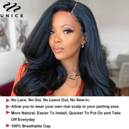 UNice Peruvian Yaki Straight V Part Wig Human Hair Upgrade U Part Wigs Glueless - Picture 13 of 18