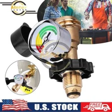 Propane Tank Gauge Brass Adapter w/Gas Pressure Level Meter Indicator for BBQ RV
