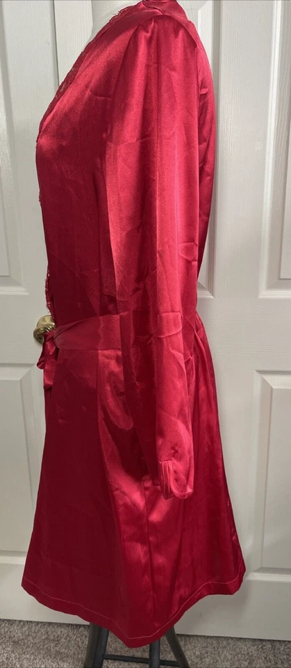 Morgan Taylor Intimates красный жидкий атласный блестки кружева платье и халат комплект размер L - Изображение 3 из 4