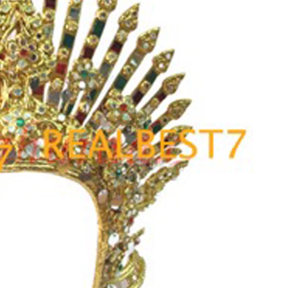 Queen Sriwichai Colorido Tiara Puntiaguda Bailarina Cabeza Conjunto Cuentas Joyas + Disfraz GL Foto 3 de 4