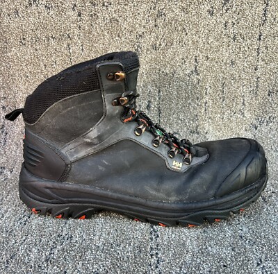 HELLY HANSEN Work Boots 6'' 171005 Black Leather Composite Toe & Plate 12 US Men