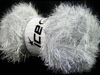 100 Gram EYELASH DAZZLE YARN - WHITE SILVER #42256-37128 Ice Metallic Fun Fur