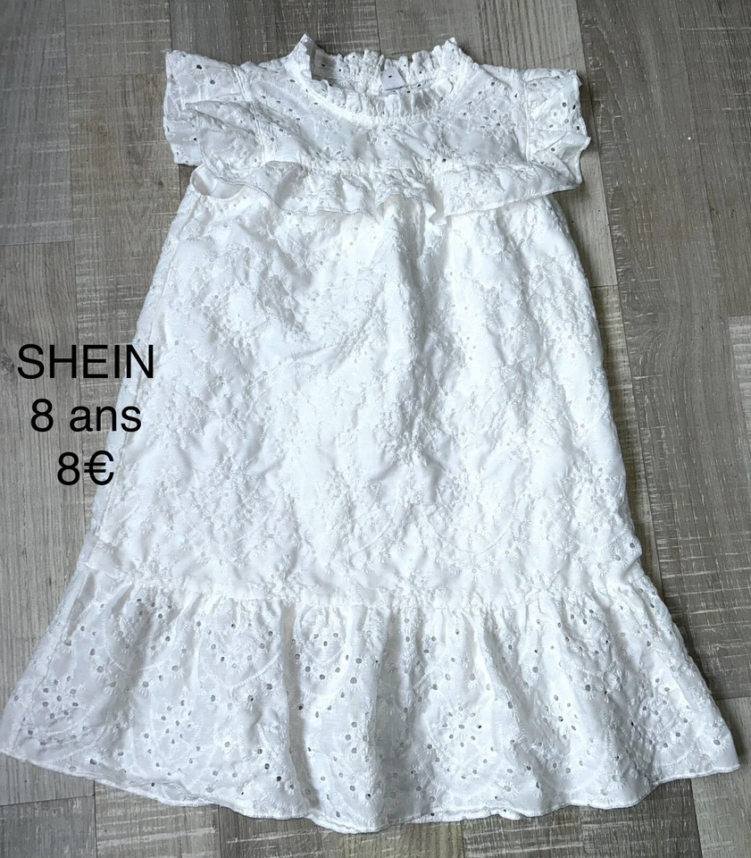 SHEIN 8 Ans Fille : : Robe blanche style dentelle Été TBE - Photo 1/1