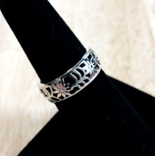 Sterling Silver Flower Filigree Open Band Ring Size 6