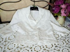 ☆tuzzi German Designer☆ Beautiful Brocade Dressy Unlined Jacket White Uk 12